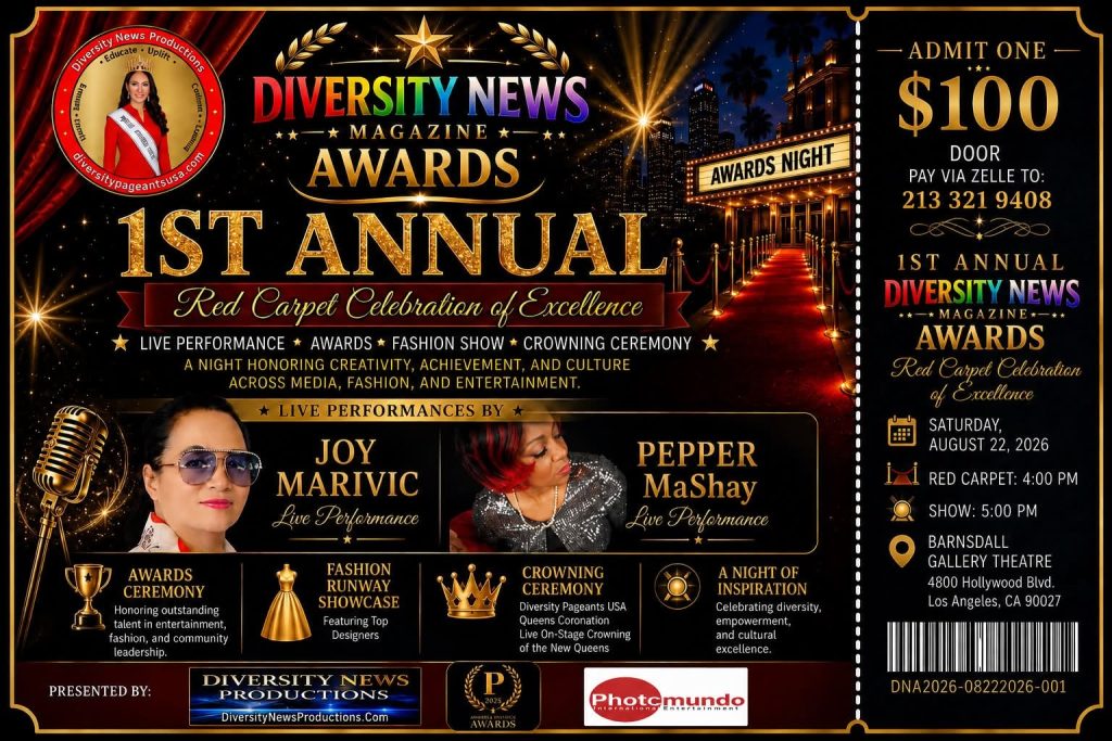 1st Annual Diversity News Magazine Awards 2026 Announces Joy Marivic as Second Performer for August 22 Hollywood Event